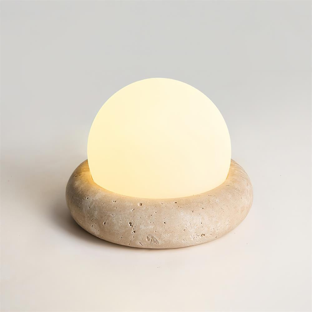 Modern Travertine Cute Mini Orb Table Lamp